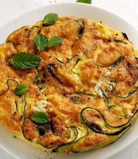 Recette de Omelette de courgettes à l’Emmental et à la menthe