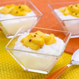 Recette de Perles du Japon en crème de coco et salade de mangue