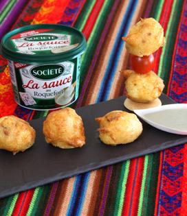 Recette de Petits accras du Combalou à la sauce au roquefort Société