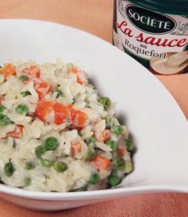 Recette de Risotto aux légumes, crevettes et sauce au roquefort Société