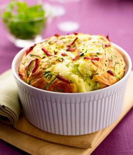 Recette de Soufflé au fromage courgettes et bacon