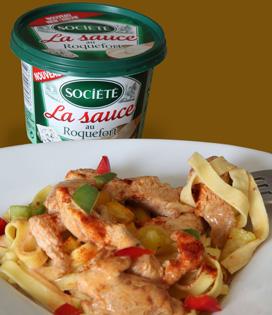 Recette de Tagliatelles au poulet et sa sauce au Roquefort Société