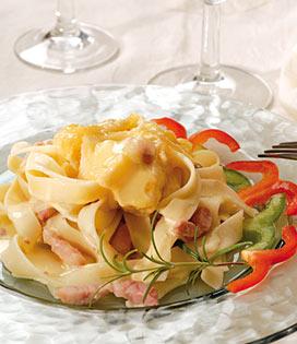 Recette de Tagliatelles gratinées au Munster Les Petits Amis