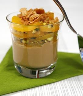 Recette de Verrine abricots, pistaches, crème café et crêpe dentelle