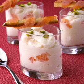 Recette de Verrine de chou-fleur, mouillette craquante au saumon fumé