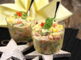 Recette de Verrine mangue avocat et saumon