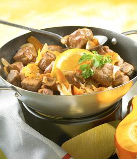 Recette de Wok de veau à l'orange  et au potimarron