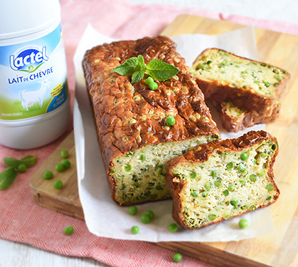 Recette de Cake chèvre petits pois menthe