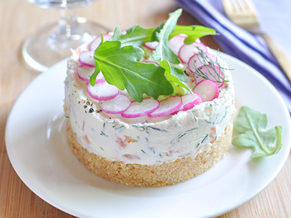 Recette de Cheese-cake au saumon fumé et roquette