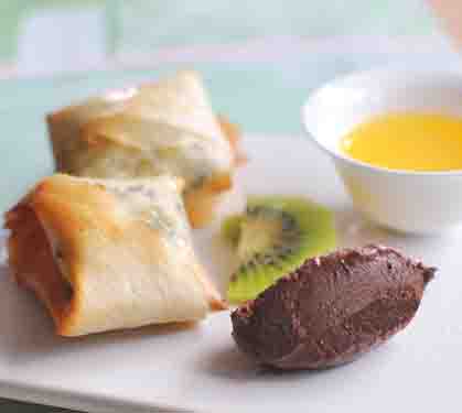 Recette de Bonbons de kiwis, coulis aux fruits de la passion