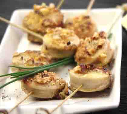 Recette de Bouchées de boudin blanc et leurs noisettes rôties au beurre