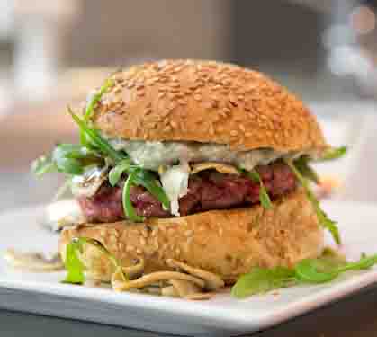 Recette de Burger au roquefort et champignons