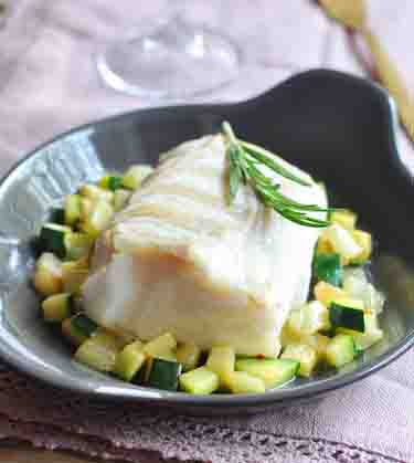 Recette de Cabillaud, menestra de légumes