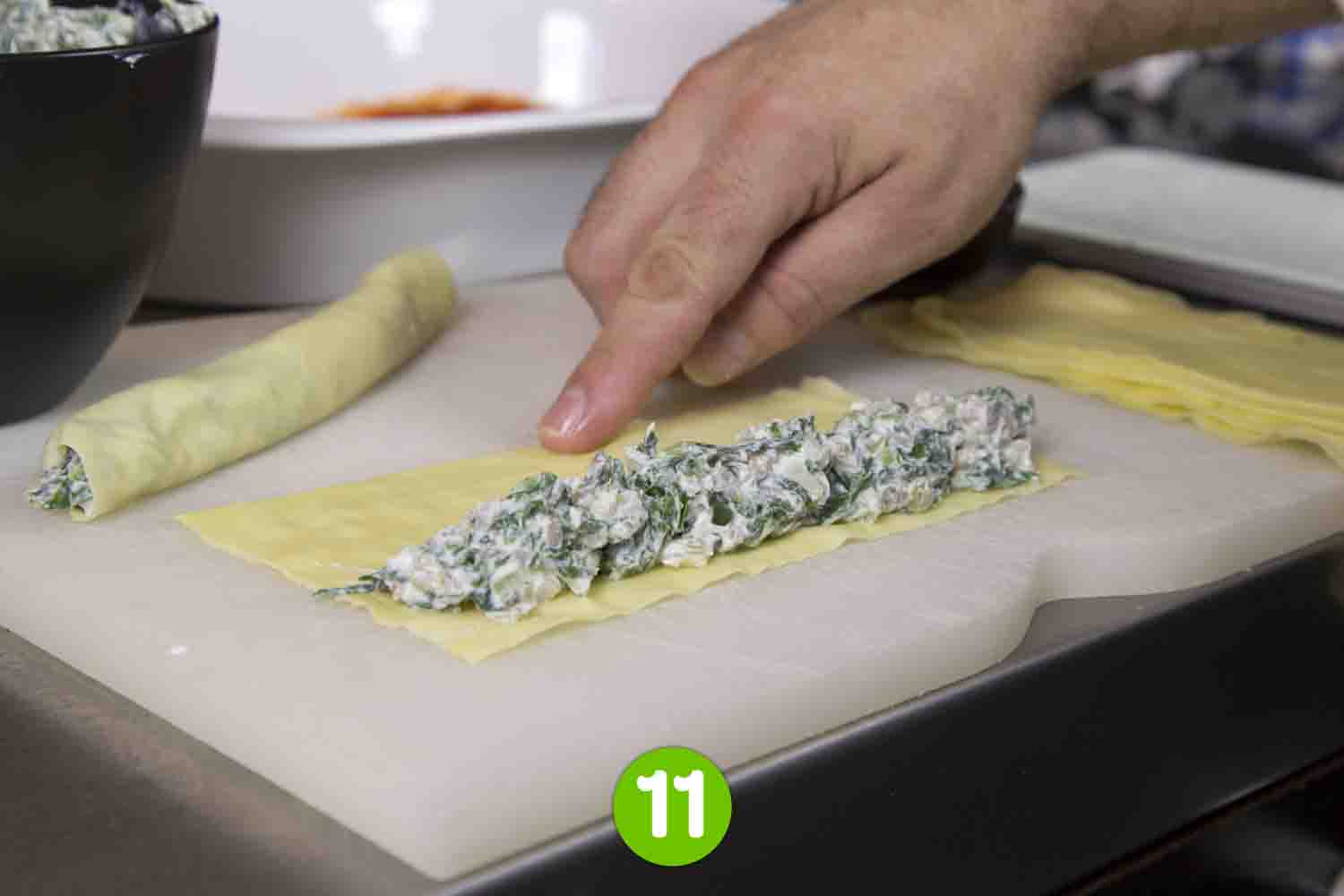 Recette de Cannellonis aux épinards, champignons et mozzarella