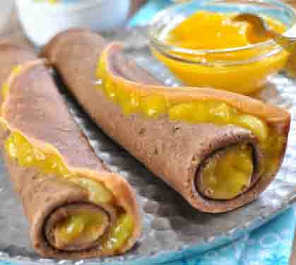 Recette de Crêpes chocolatées à la compote de mangue