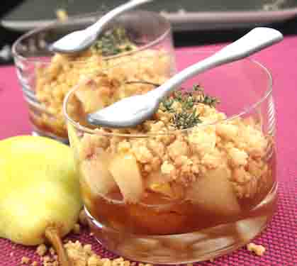 Recette de Crumble aux poires caramélisées