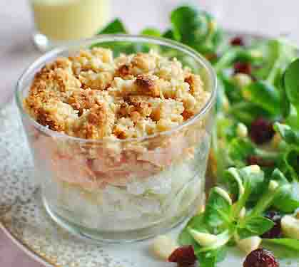 Recette de Crumble de topinambour au saumon