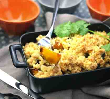 Recette de Crumble de courgettes au jambon cru et fromage frais