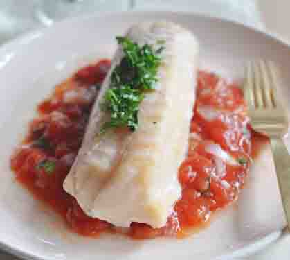 Recette de Filet de cabillaud, concassée de tomates à la coriandre