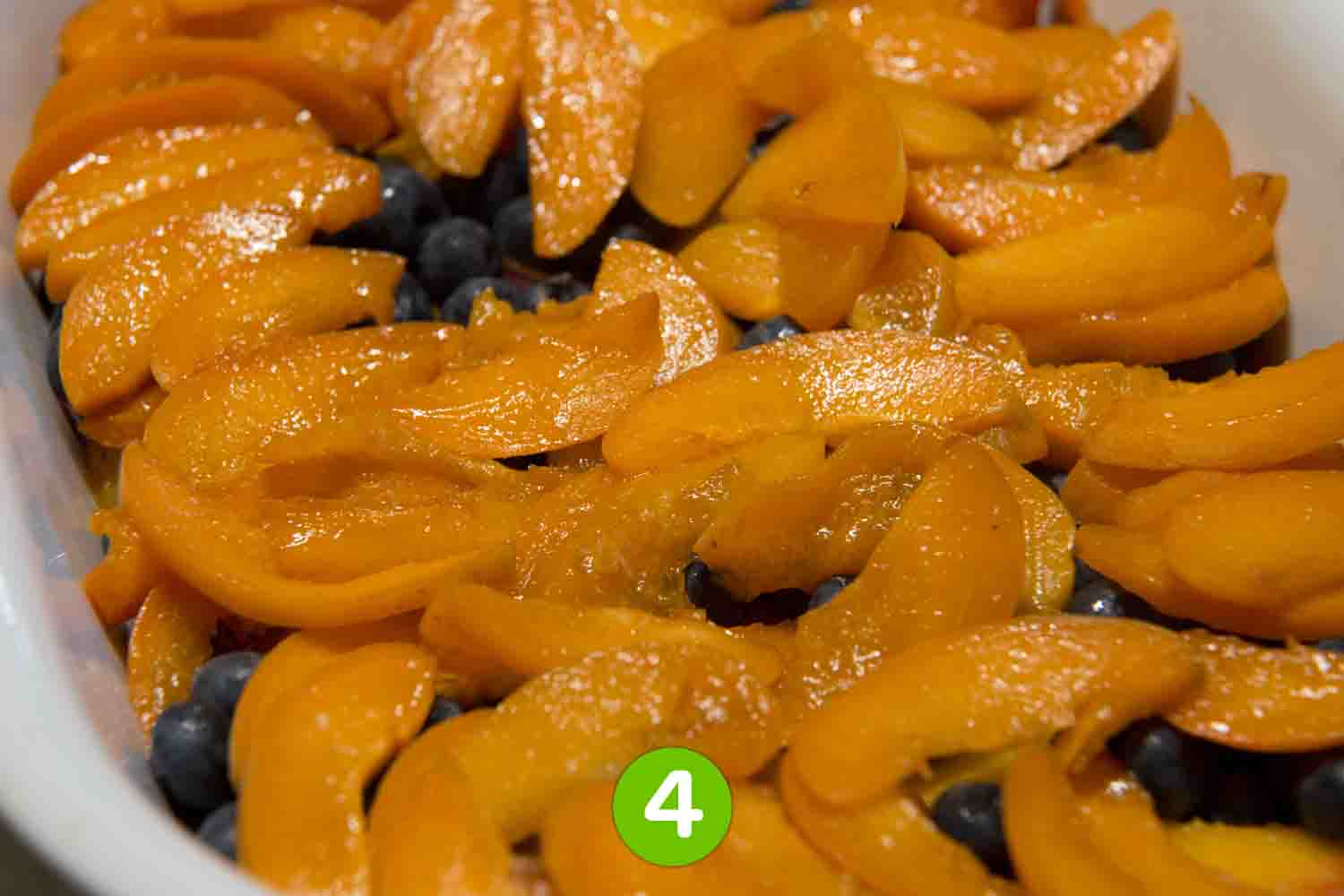 Recette de Gratin de pêches, myrtilles et abricots