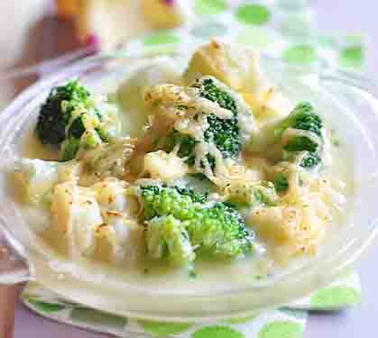 Recette de Gratin de chou-fleur et brocoli