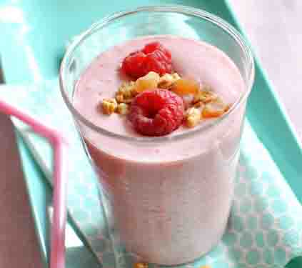 Recette de Lassi au miel et framboises 