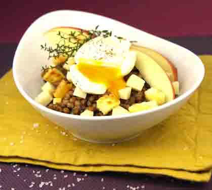 Recette de Salade de lentilles à la tomme de brebis Lou Pérac