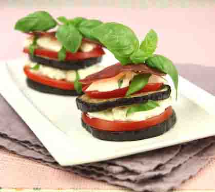 Recette de Millefeuille d’aubergines grillées et Bresaola 