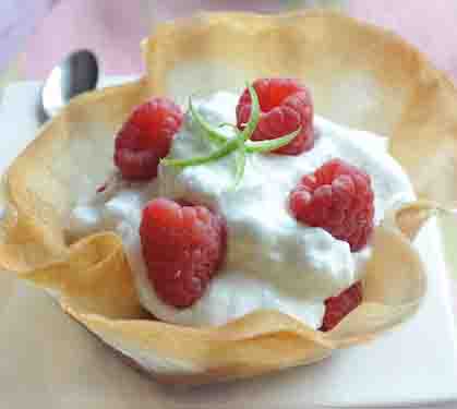 Recette de Panier aux framboises et citron vert