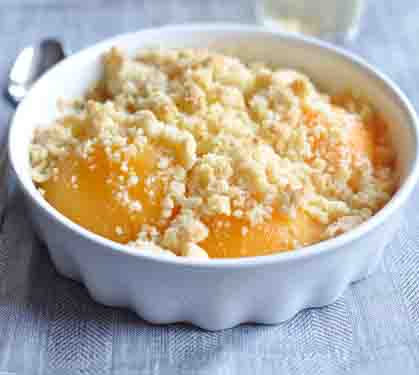 Recette de Pêches rôties et crumble