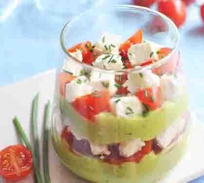 Recette de Petites verrines estivales avocat chèvre