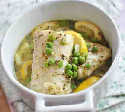 Recette de Tajine de bar aux petits pois