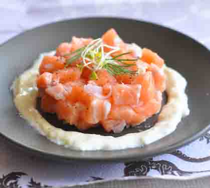 Recette de Tartare de saumon à la crème d'Ossau-Iraty Istara