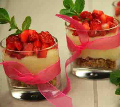 Recette de Tarte aux fraises servie en verrine