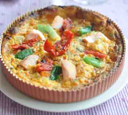 Recette de Quiche aux poireaux et tomates confites