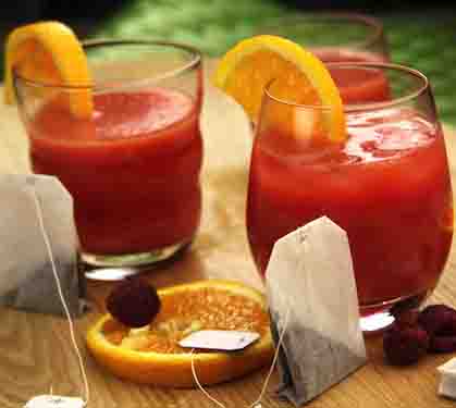 Recette de Thé glacé framboises et oranges