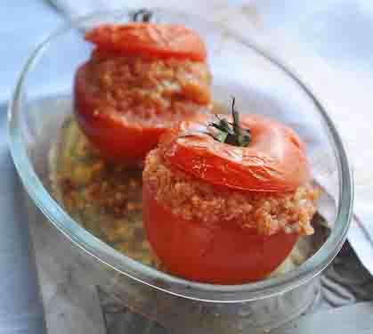 Recette de Tomates Farcies au Blé Gratiné au Parmesan et au Basilic