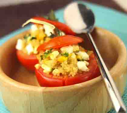 Recette de Tomates garnies aux quinoa et légumes du soleil