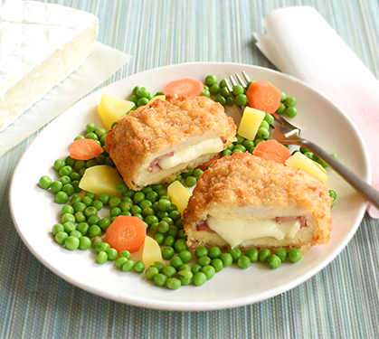 Recette de Cordons bleus au brie et légumes sautés