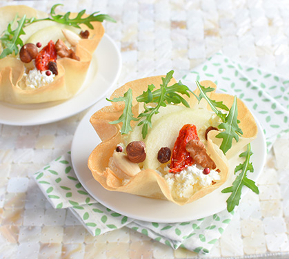 Recette de Tartelettes chèvre, poires et mendiant