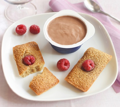 Recette de Velours de Crème Chocolat et ses financiers framboises