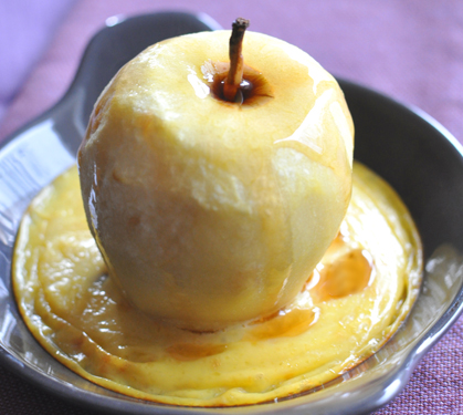 Recette de Gratin de pommes amandine, caramel de cidre