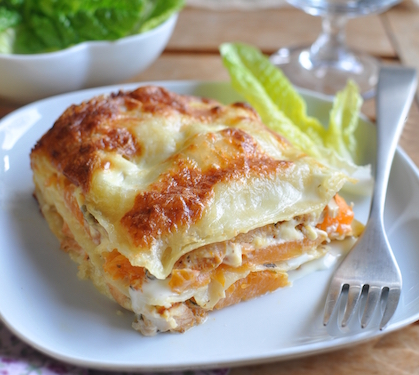 Recette de Lasagnes au potiron et poulet grillé 