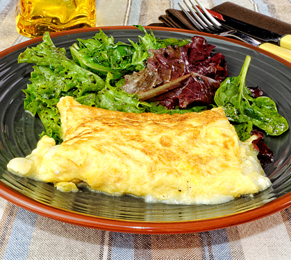 Recette de Omelette de chèvre frais à la menthe