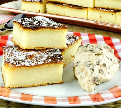 Recette de Far grand-mère et sa crème de pruneaux