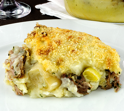 Recette de Hachis parmentier de canard au poireau