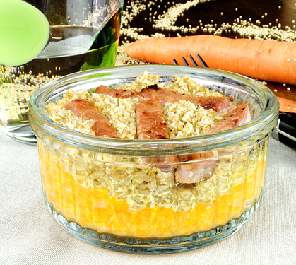 Recette de Gratin de purée de carottes au quinoa