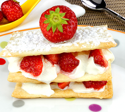 Recette de Mille-feuille fraises et crème fouettée