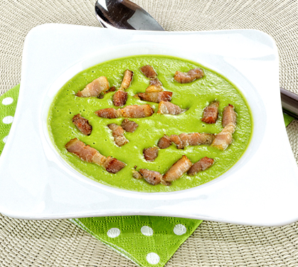 Recette de Velouté de petits pois et lardons