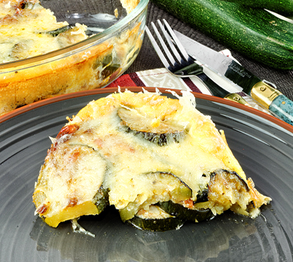 Recette de Gratin de pain de courgettes tomaté